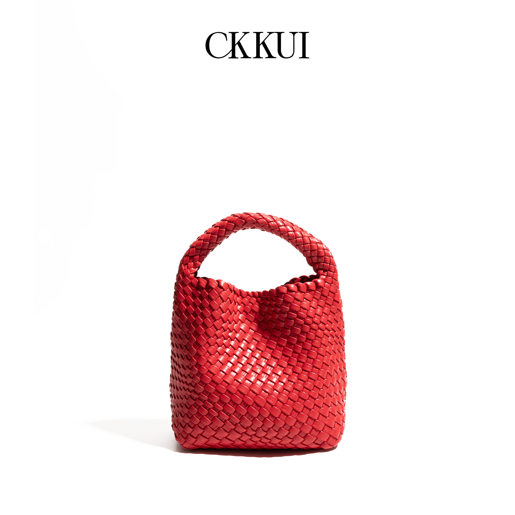 CKKUI简约编织红色包包女款