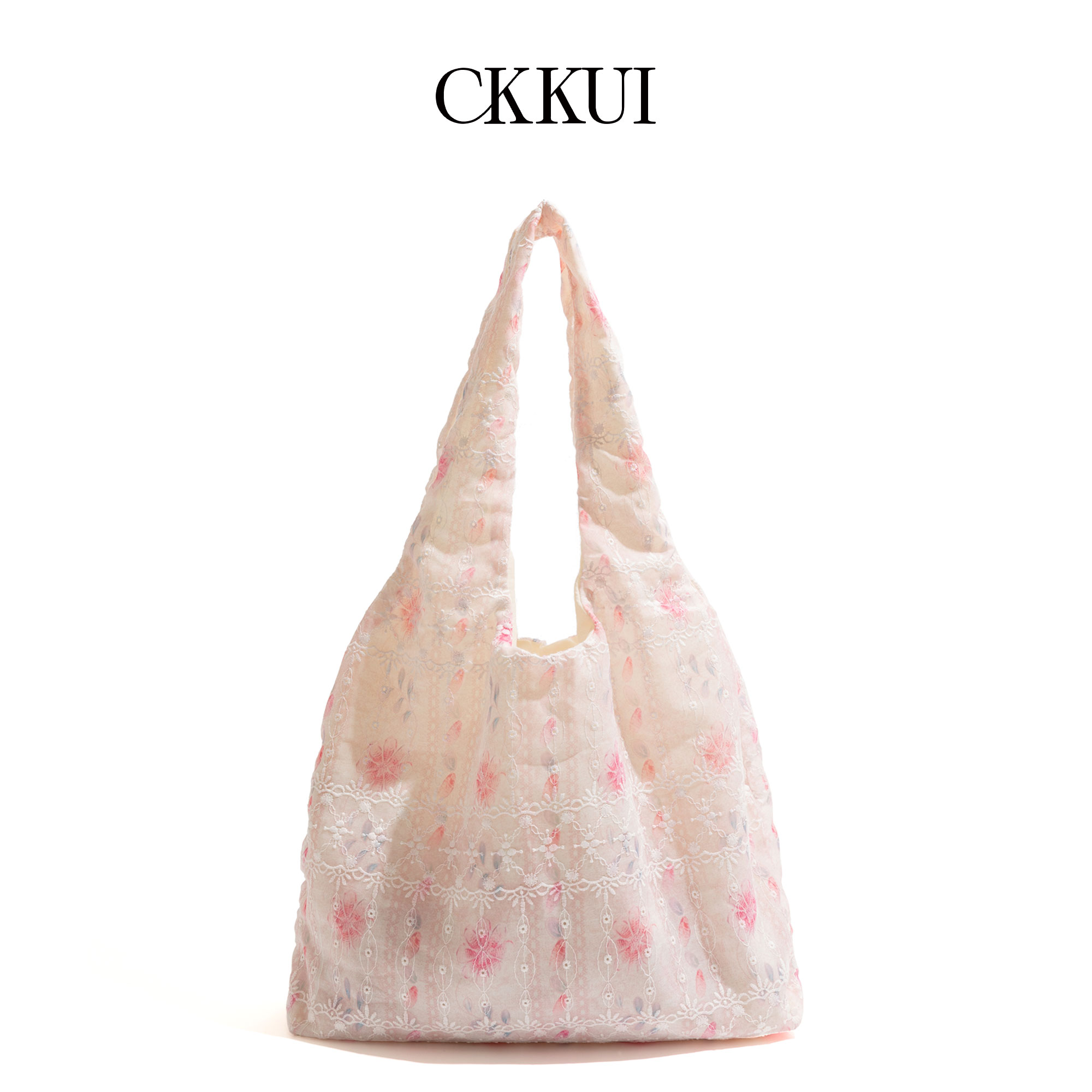 CKKUI 温柔田园风碎花帆布包包女款夏日ootd穿搭蕾丝手提包单肩包