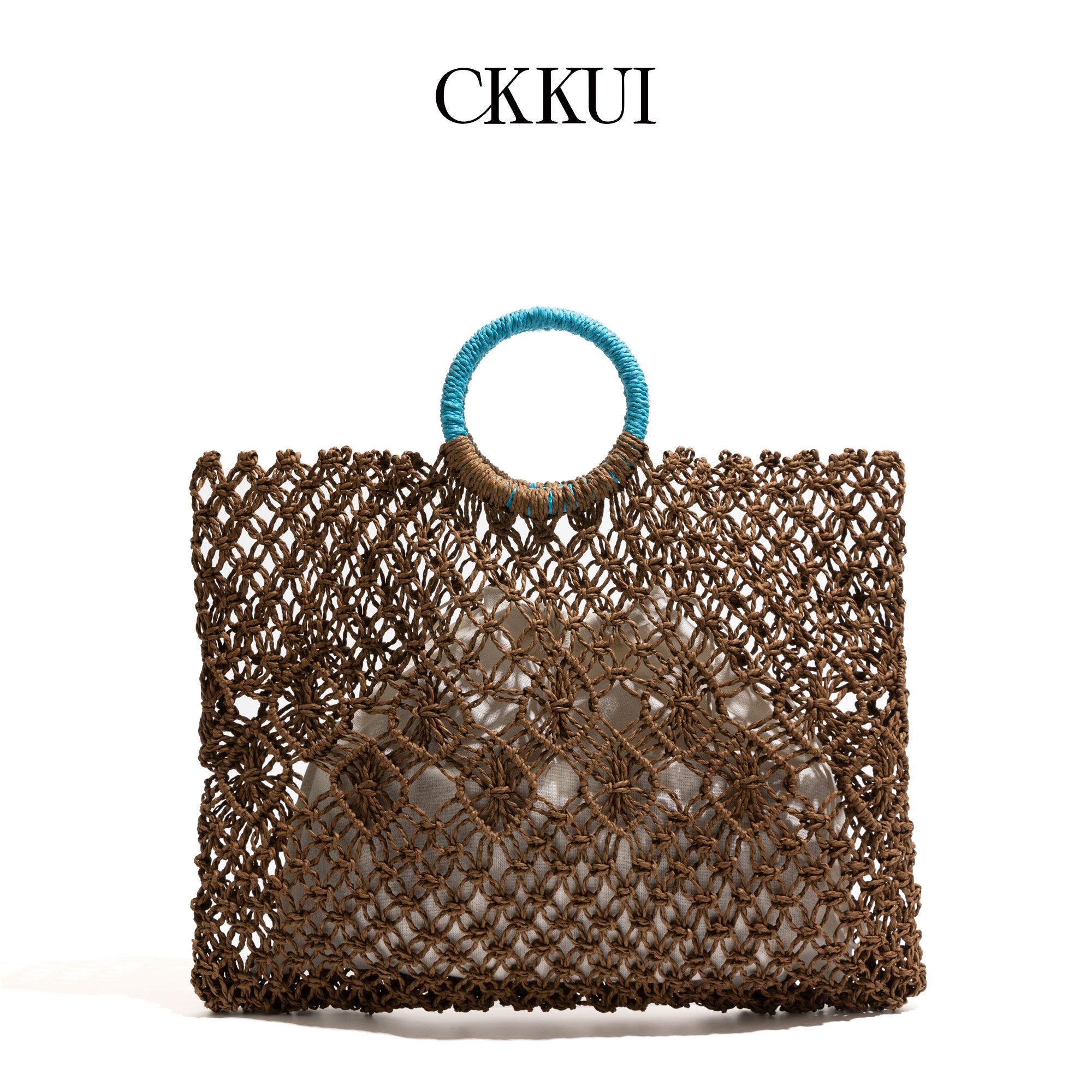 CKKUI复古简约镂空编织包包女款