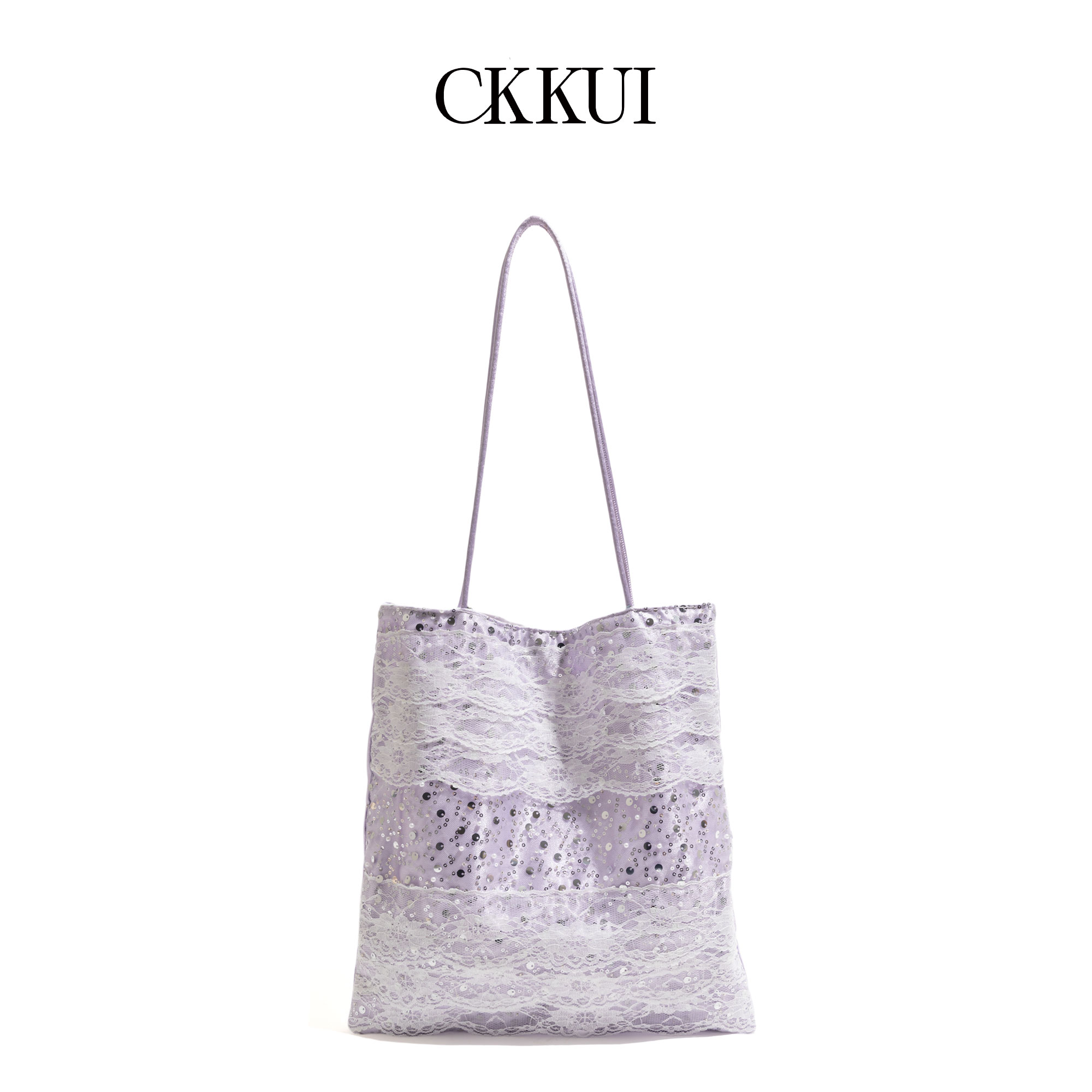 CKKUI小清新紫色尼龙包亮片拼接