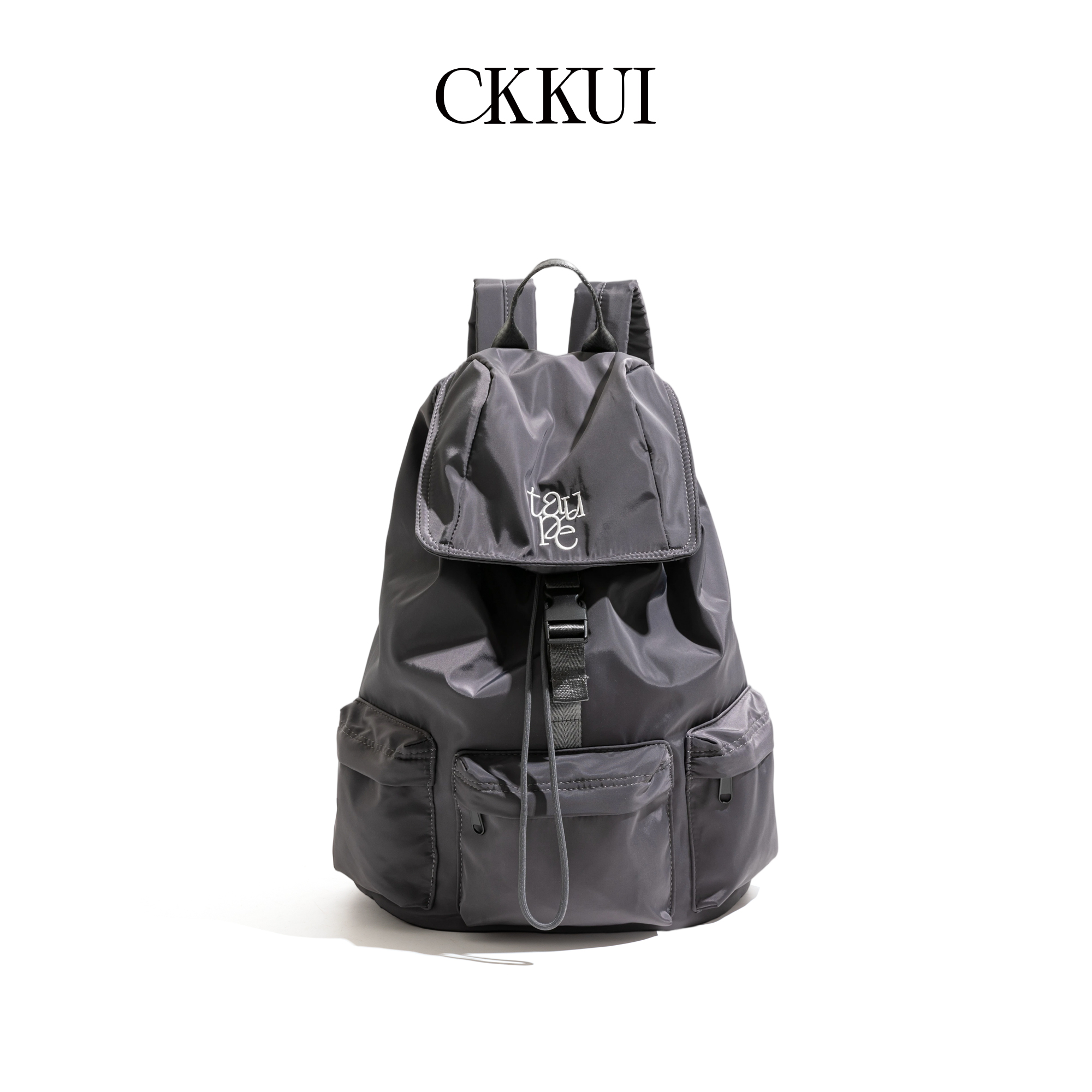 CKKUI韩系字母刺绣纯色双肩包包