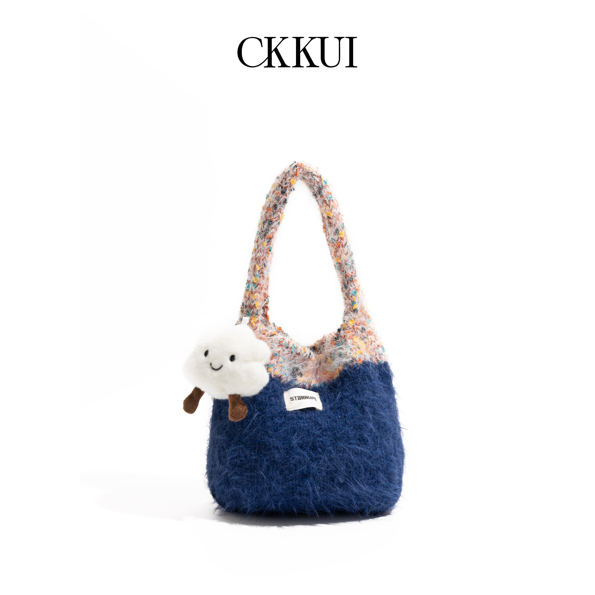 CKKUI复古毛线编织女包2025秋冬