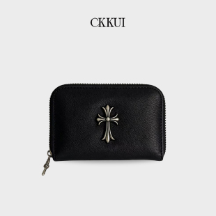 零钱包便携式 拉链式 收纳包卡包 潮牌真皮十字架包包2026新款 CKKUI