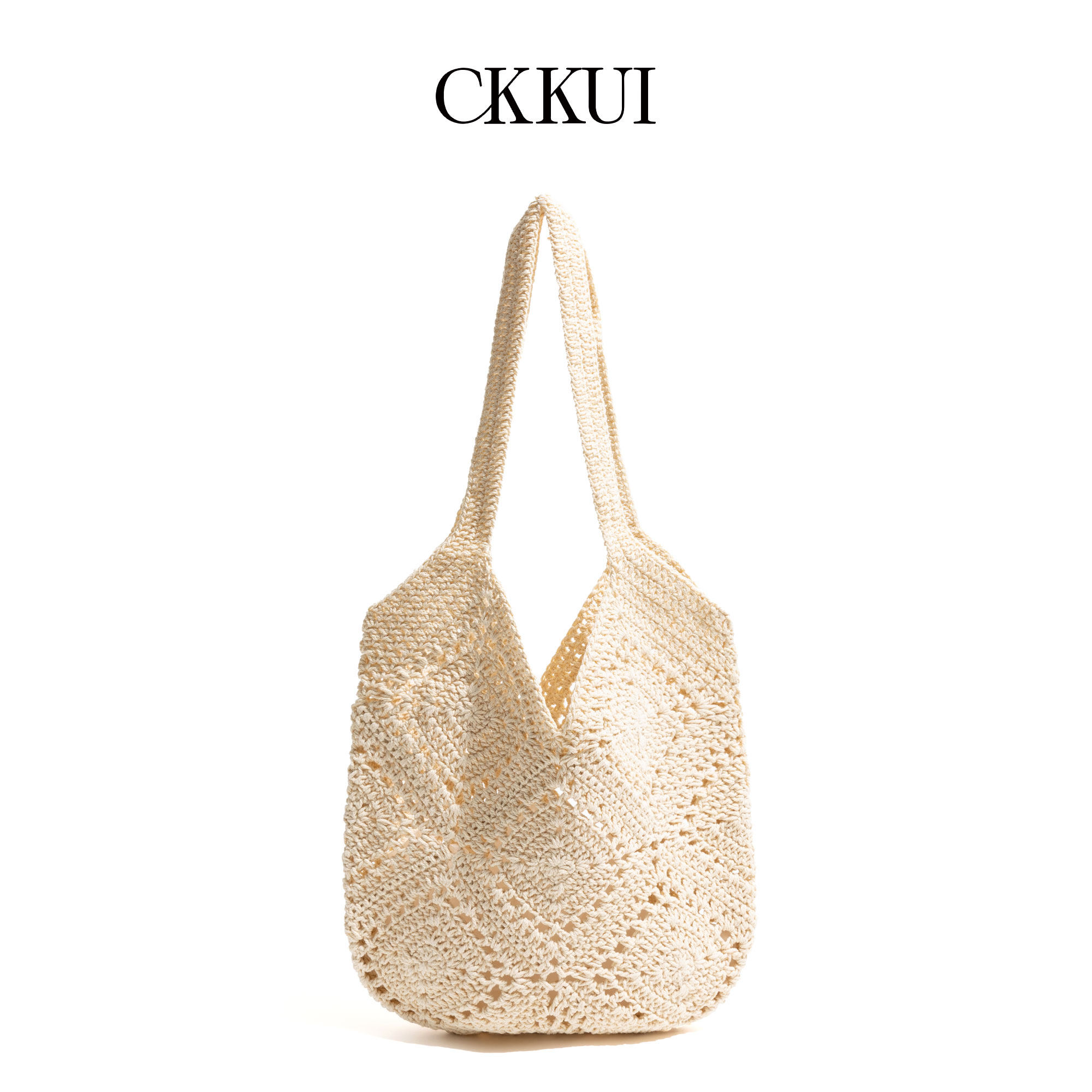 CKKUI 森系小清新甜美编织包包夏季海滩草编包高级感单肩包托特包
