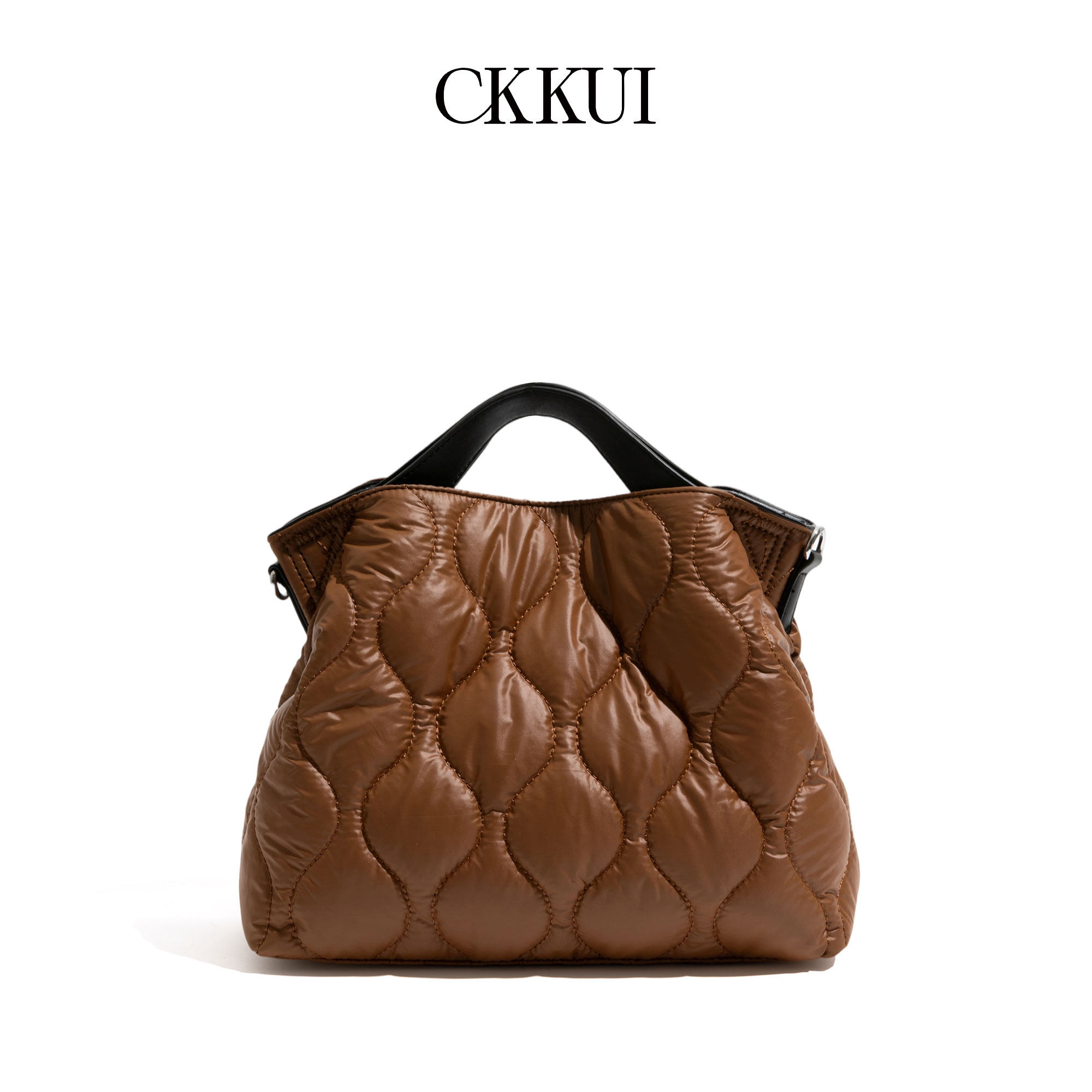 CKKUI 复古菱格夹棉包包2025冬季轻羽绒手提包慵懒风单肩包斜挎包