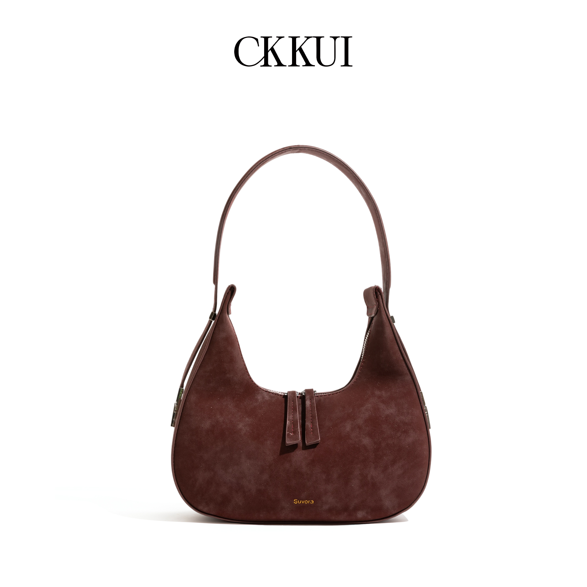 CKKUI复古轻奢酒红色包2025冬季