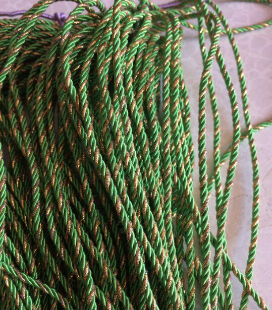 彩色粗金丝双色礼品手提袋绳子窗帘抽绳编织装饰金色拉绳2元/米