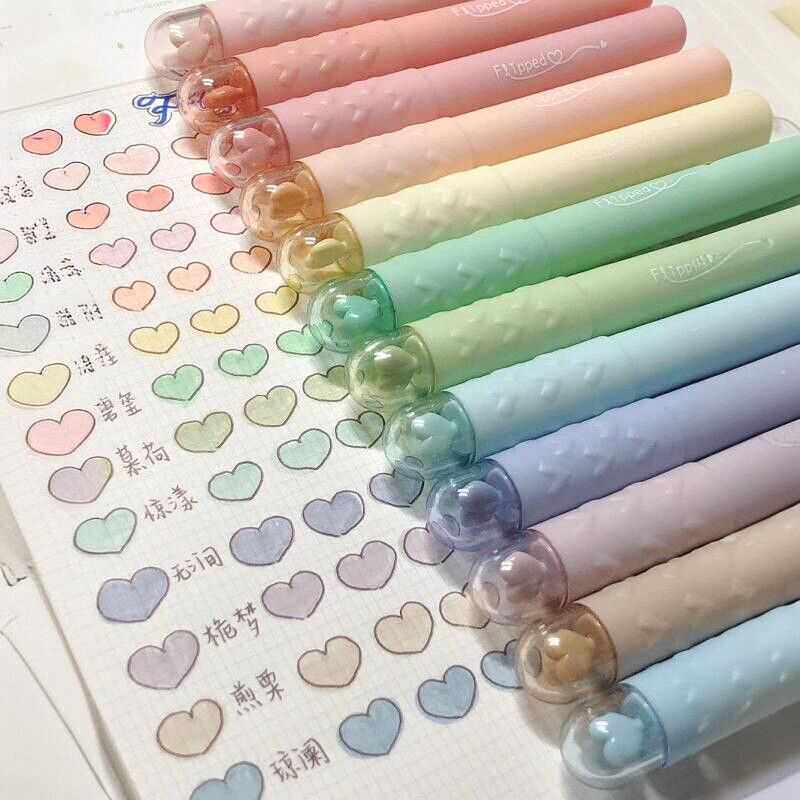 怦然心动荧光笔学生划重点记号笔知识点标记软头护眼色绘画手账笔