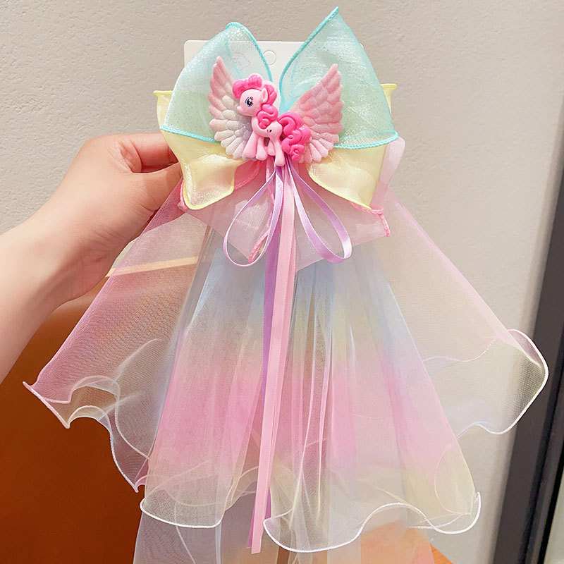 儿童公主头纱发卡头饰小女孩公主甜美生日蝴蝶结小马宝莉碧琪发夹