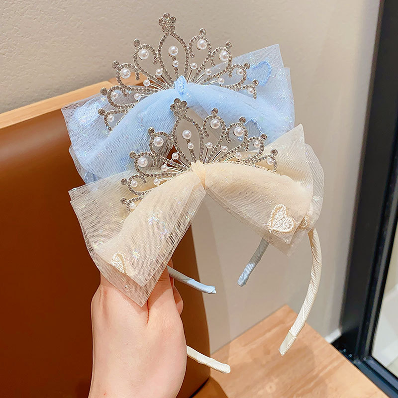 儿童公主皇冠头饰小女孩宝宝生日超仙头箍女童新款蝴蝶结王冠发箍