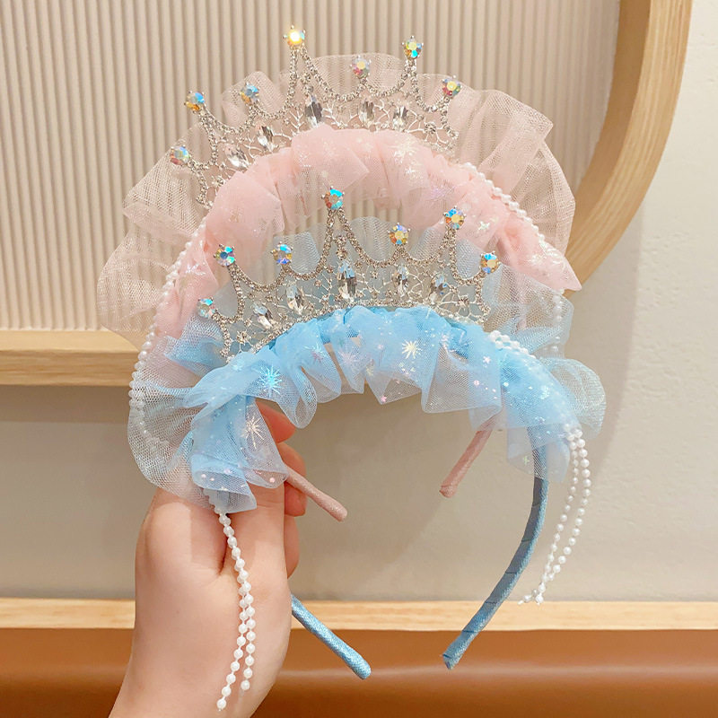 儿童皇冠发箍女童超仙公主发卡生日拍照头饰新款女孩花童头箍发饰