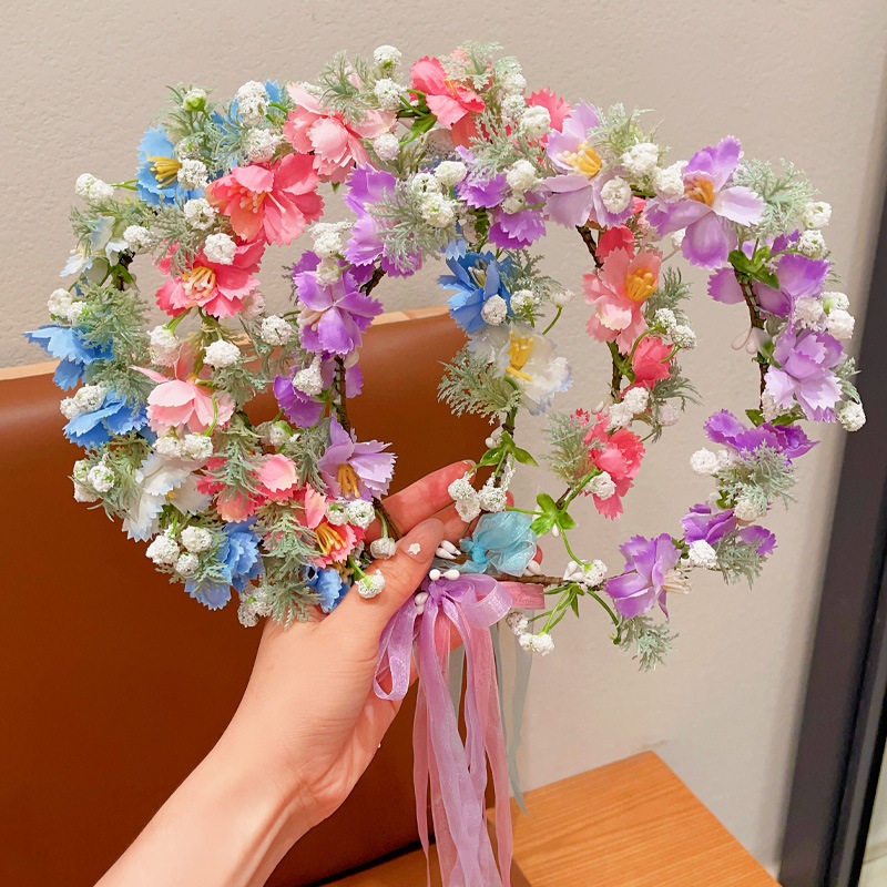 女童超仙森系仙女花环儿童演出发箍女孩拍照发饰宝宝新款花童头饰