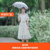 私藏温柔风仙女裙甜美浪漫修身 花间裳 绿纱漫语 气质绣花连衣裙夏