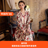 盛装 舞会 原创法式 花间裳 复古连衣裙女秋冬新款 宽松显瘦气质长裙