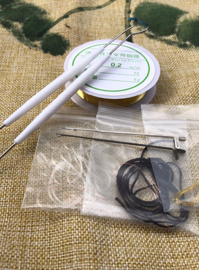 文玩工具核桃双头钩针清理三通钩针引针穿珠编织绳铜丝金刚橄榄核