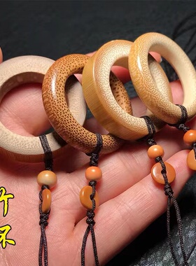 手工双面精磨花斑竹新玉老玉竹环竹扳指文玩男女跑圈指环圈面包圈