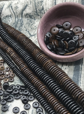 黑色原色椰壳隔片椰子垫片手串隔珠佛珠星月金刚菩提配饰配件包邮