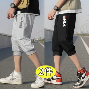 7分裤 男学生外穿休闲中裤 子男士 宽松运动短裤 夏季 百搭马裤 七分裤