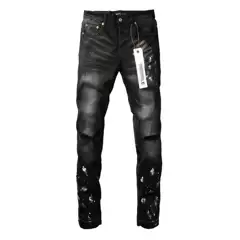 Pur Jeans Pants Torn Jeans American High Street Ripped Black Jeans