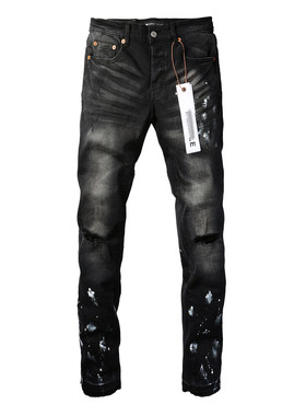 PUR jeans  pants torn jeans美式高街破洞黑色牛仔裤子