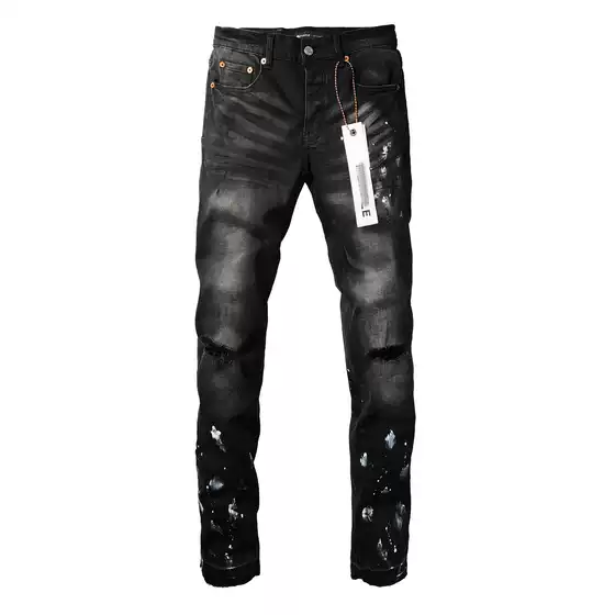Pur Jeans Pants Torn Jeans American High Street Ripped Black Jeans