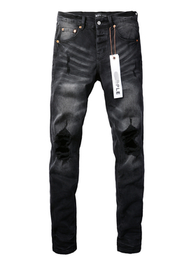 PUR jeans  pants torn jeans美式高街破洞黑色牛仔裤子