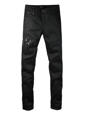 AMR jeans MX1 A米尔美式修身长裤蜡裤高街补丁紧身男牛仔裤子