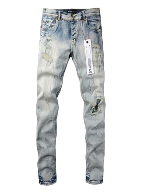 PUR jeans  pants torn jeans美式高街破洞蓝色牛仔裤子