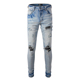 jeans pants torn AMR MX12高街破洞蓝色牛仔裤 子