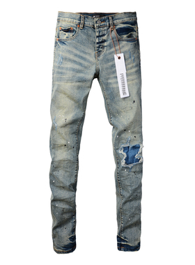 PUR jeans  pants torn jeans美式高街破洞蓝色牛仔裤子