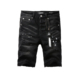 pants torn jeans美式 PURjeans 高街破洞黑色牛仔短裤 子