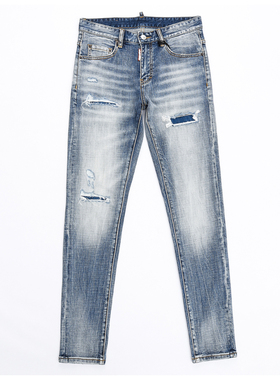 D Jeans Skinny Ripped Jeans 美式高街补丁破洞修身男裤牛仔裤子