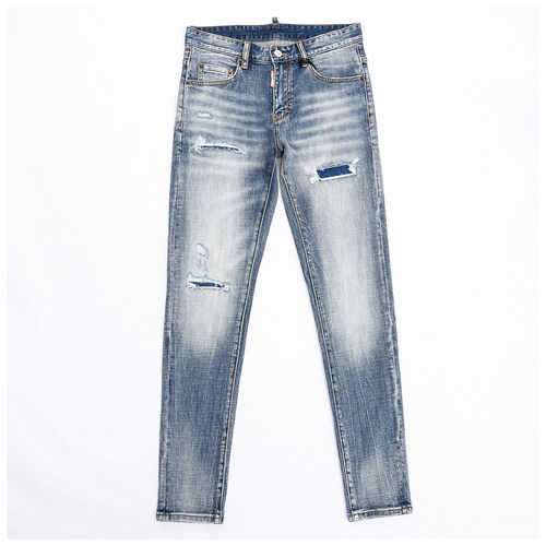 D Jeans Skinny Ripped Jeans 美式高街补丁破洞修身男裤牛仔裤子