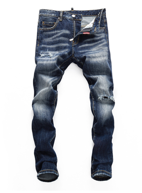 D Jeans Skinny Ripped Jeans 美式高街补丁破洞修身男裤牛仔裤子