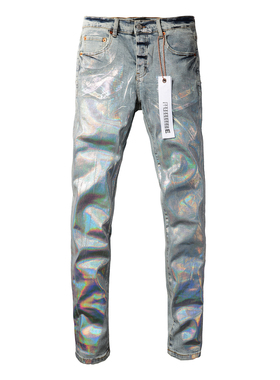 PUR jeans  pants torn jeans美式高街破洞烫金牛仔裤子