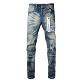 高街破洞蓝色牛仔裤 PUR 子 torn jeans美式 jeans pants