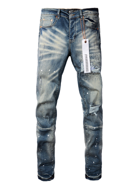 PUR jeans  pants torn jeans美式高街破洞蓝色牛仔裤子