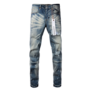 jeans 高街破洞蓝色牛仔裤 pants jeans美式 子 torn PUR