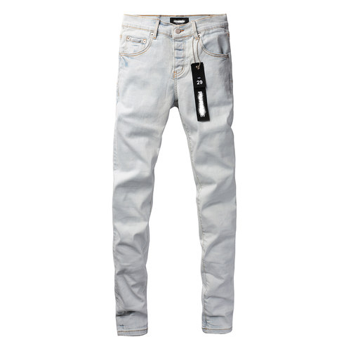PUR jeans  pants torn jeans美式高街基础款蓝白修身牛仔裤子