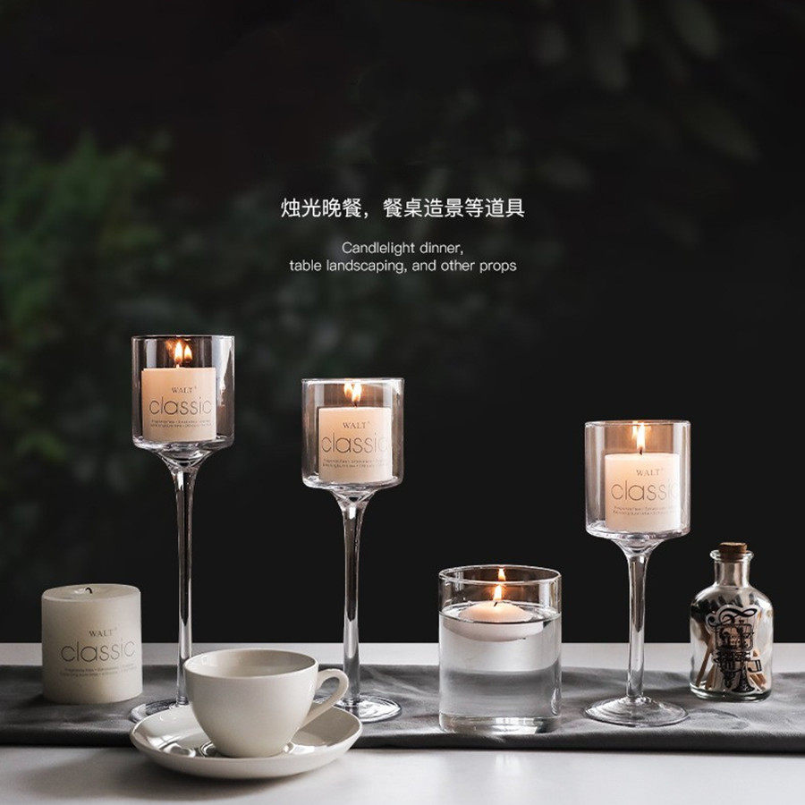 玻璃烛台欧式浪漫烛光晚餐高脚烛台婚礼生日酒店餐厅水漂浮蜡烛杯,家居饰品,烛台,淘宝优惠券,粉丝福利购,淘宝优惠卷