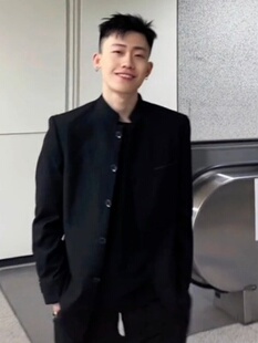 高级感痞帅新中式中山装夹克男春秋季新款休闲唐装立领西装外套潮