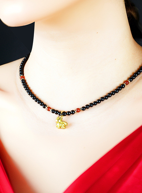 本命年小马吊坠项链玛瑙锁骨链