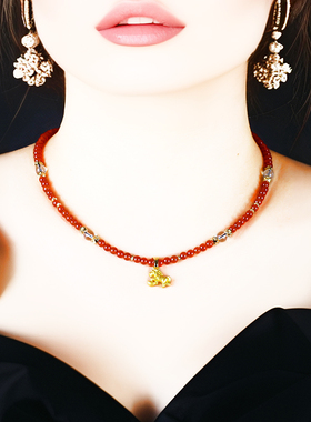 2026本命年红玛瑙小马锁骨链女