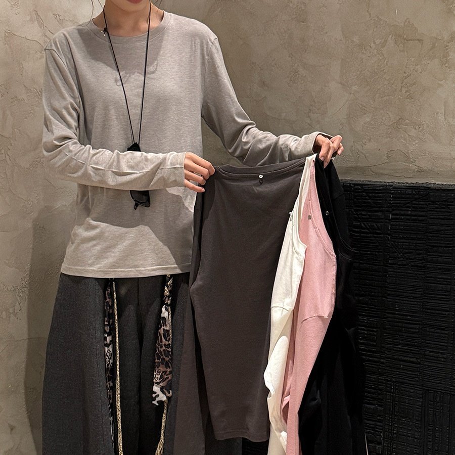 韩系天丝面膜打底衫女2025秋新款正肩宽松打底可外穿T恤上衣