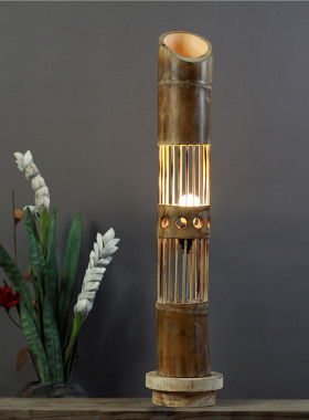 厂家销售手工制作楠竹竹丝编织落地灯台灯田园民宿家居用装饰灯具