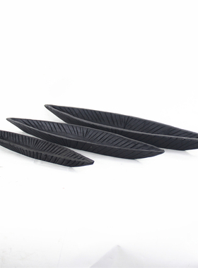 厂家销售手制碳化黑色船型托盘果盘家居别墅侘寂风赤贫风装饰摆件