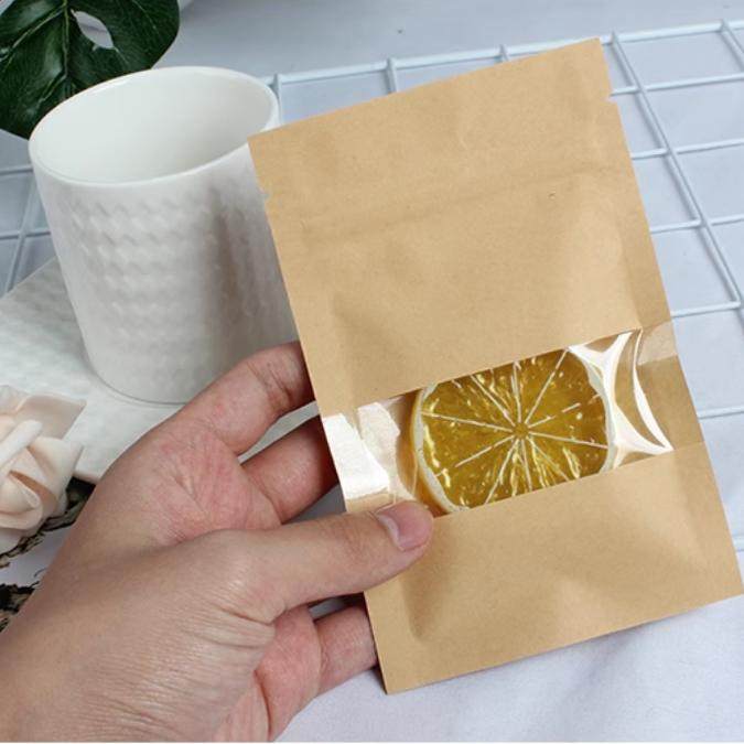 平底开窗牛皮纸袋食品密封包装袋子茶叶自封袋封口袋分装批发定制