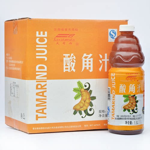 大有为酸角汁饮料1500mlx2/6瓶 云南元江特产 大瓶芒果味饮料整箱