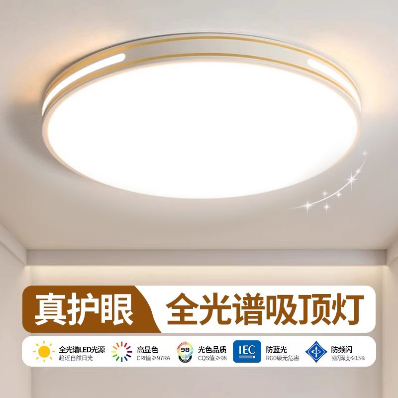 超亮吸顶灯主卧室儿童房间全光谱阳台客厅吊灯具现代简约大气中山