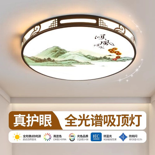 主卧室灯2026新款LED吸顶灯现代简约全光谱护眼儿童房间中山灯具